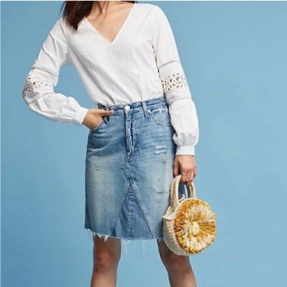 Anthropologie Maeve Leiyla V-Neck Cutout White Blouse size 2